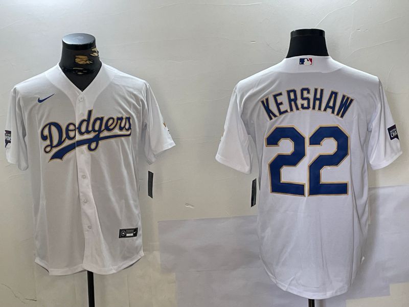 Men Los Angeles Dodgers #22 Kershaw White Game 2024 Nike MLB Jersey style 1->los angeles dodgers->MLB Jersey